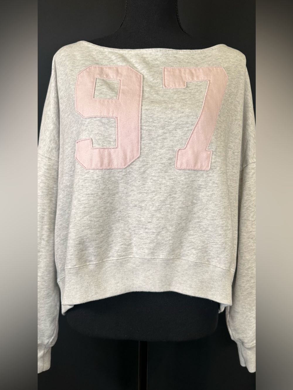 #144- Hollister Cozy Gray Fleece Off The Shoulder - Picture 3 of 9